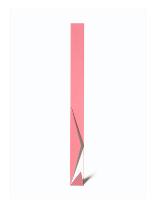 Streifen (rosa), 2018, Siebdruck auf Papier, perforiert/gefalzt/geknickt/geöffnet, 70 x 50 cm